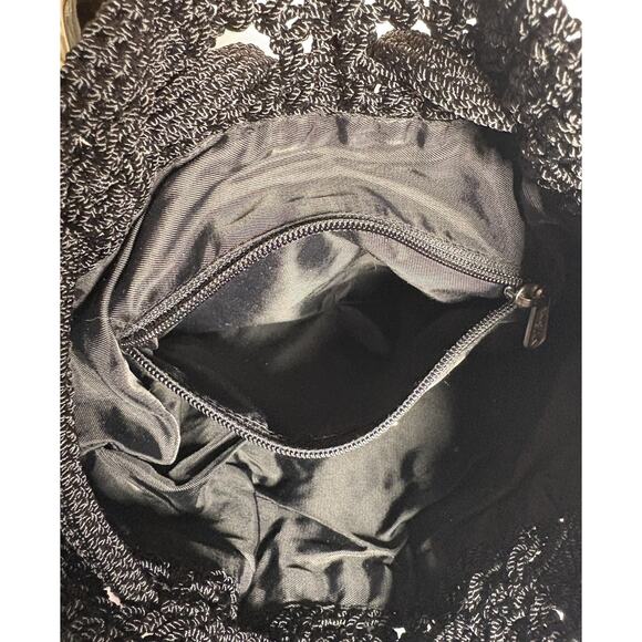 The Sak Crochet Knit Bucket Bag Lined Backpack Black 12" - Picture 11 of 16